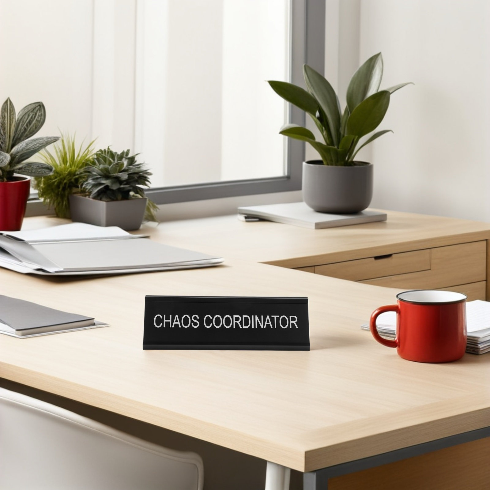 Desk Name Plate - L자형 혼란 조정자 데스크 이름표, 알루미늄
