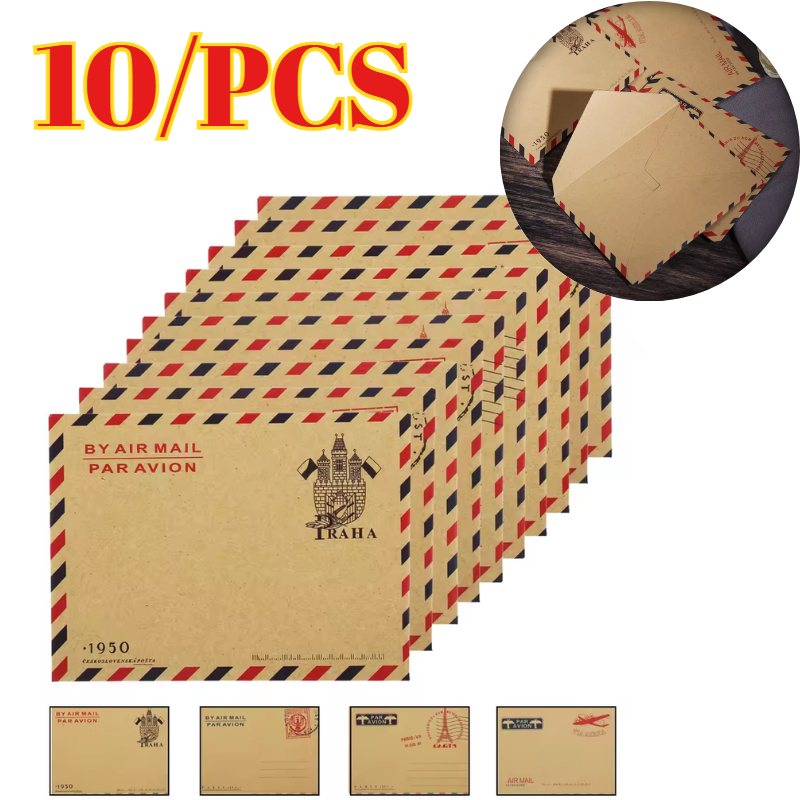 Letter Envelope Kraft - 10개입 9.7*7.5cm 레트로 인기 봉투형 우편물용지